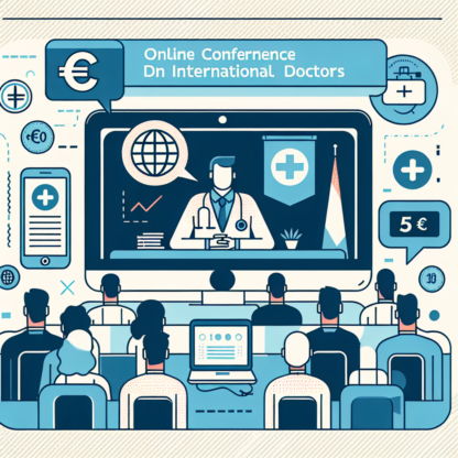 Yurdışındaki doktorların verdiği online konferans için 5€ katılım ödemesi olan resim, vektör, basit, yazı barındırmayan , 2-3 renk
